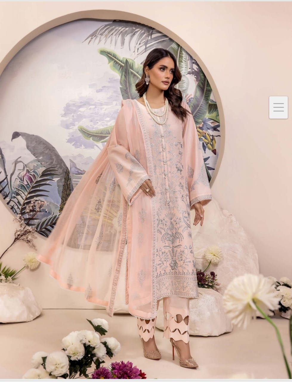 Elegance in Bloom - Soft Pink Embroidered Suit