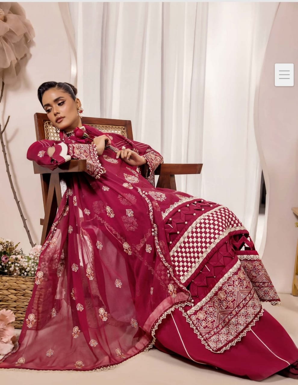 Velvet Bordeaux - Deep Red Embroidered Suit